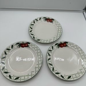 Set of 3 WSP Cades Creek Salad Plate Plates Apples Green